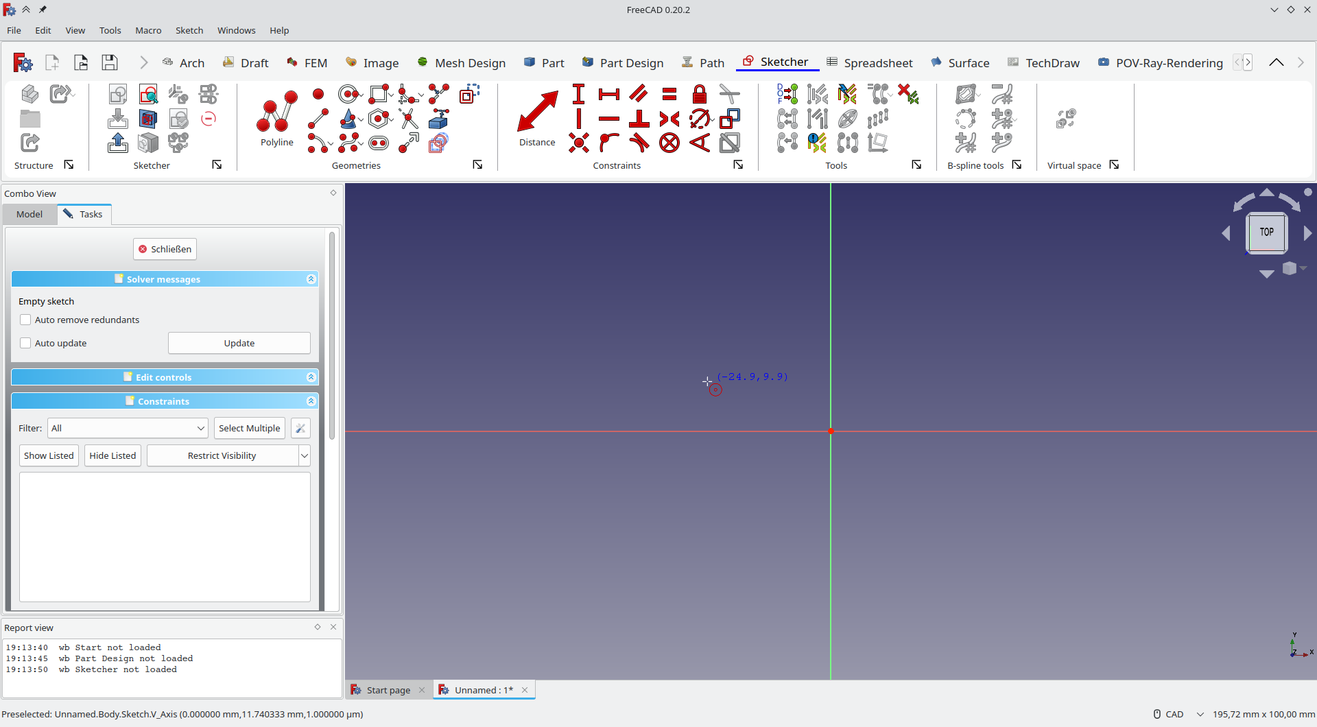 Screenshots of FreeCAD with the Ribbon UI