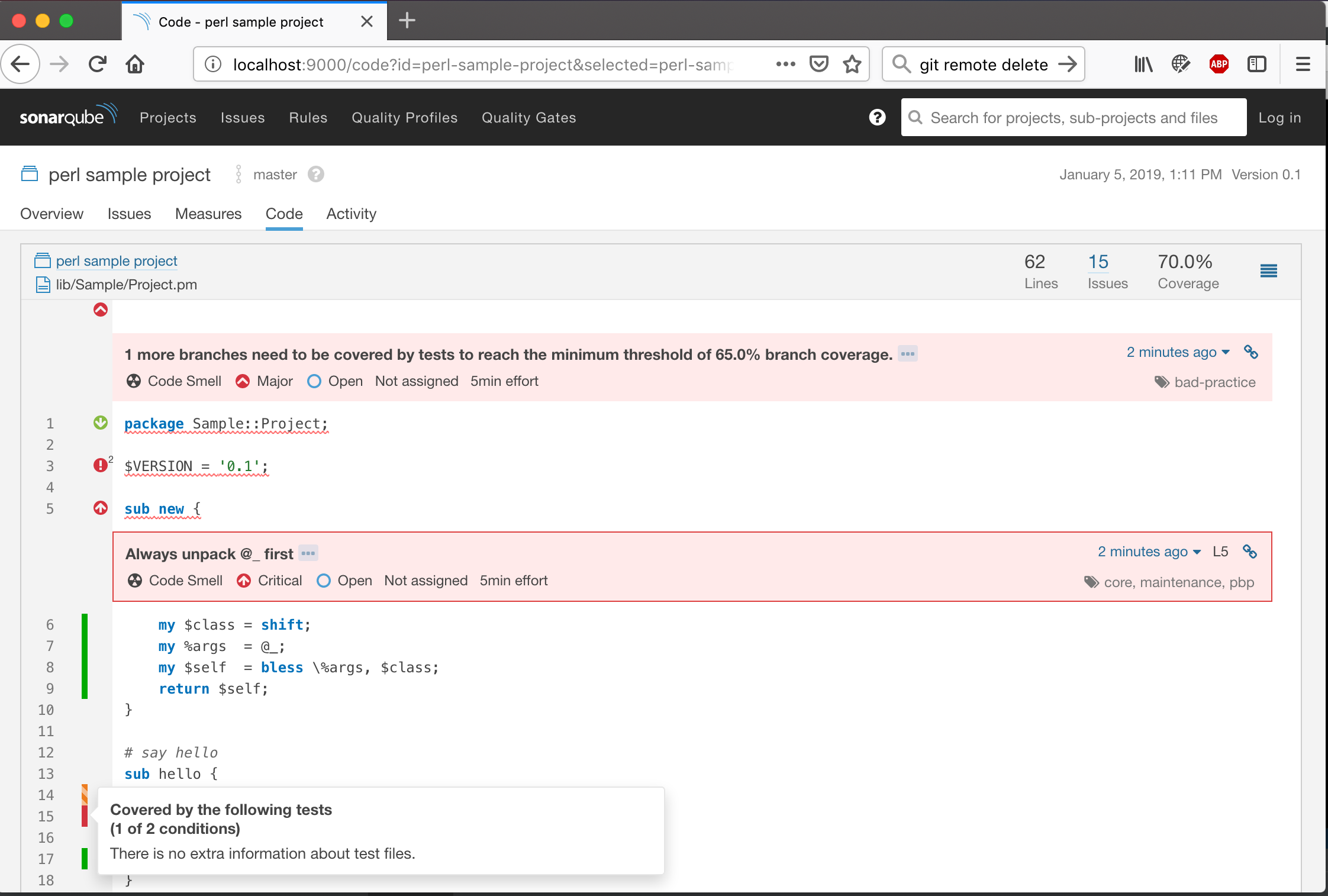 PerlCritic violations in SonarQube