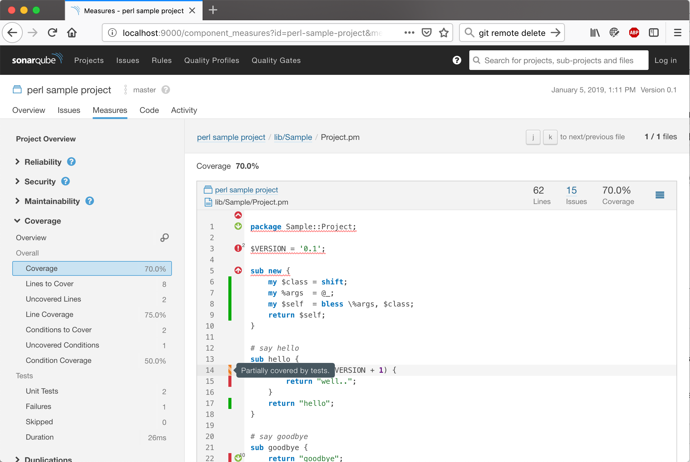 Perl Code Coverage in SonarQube