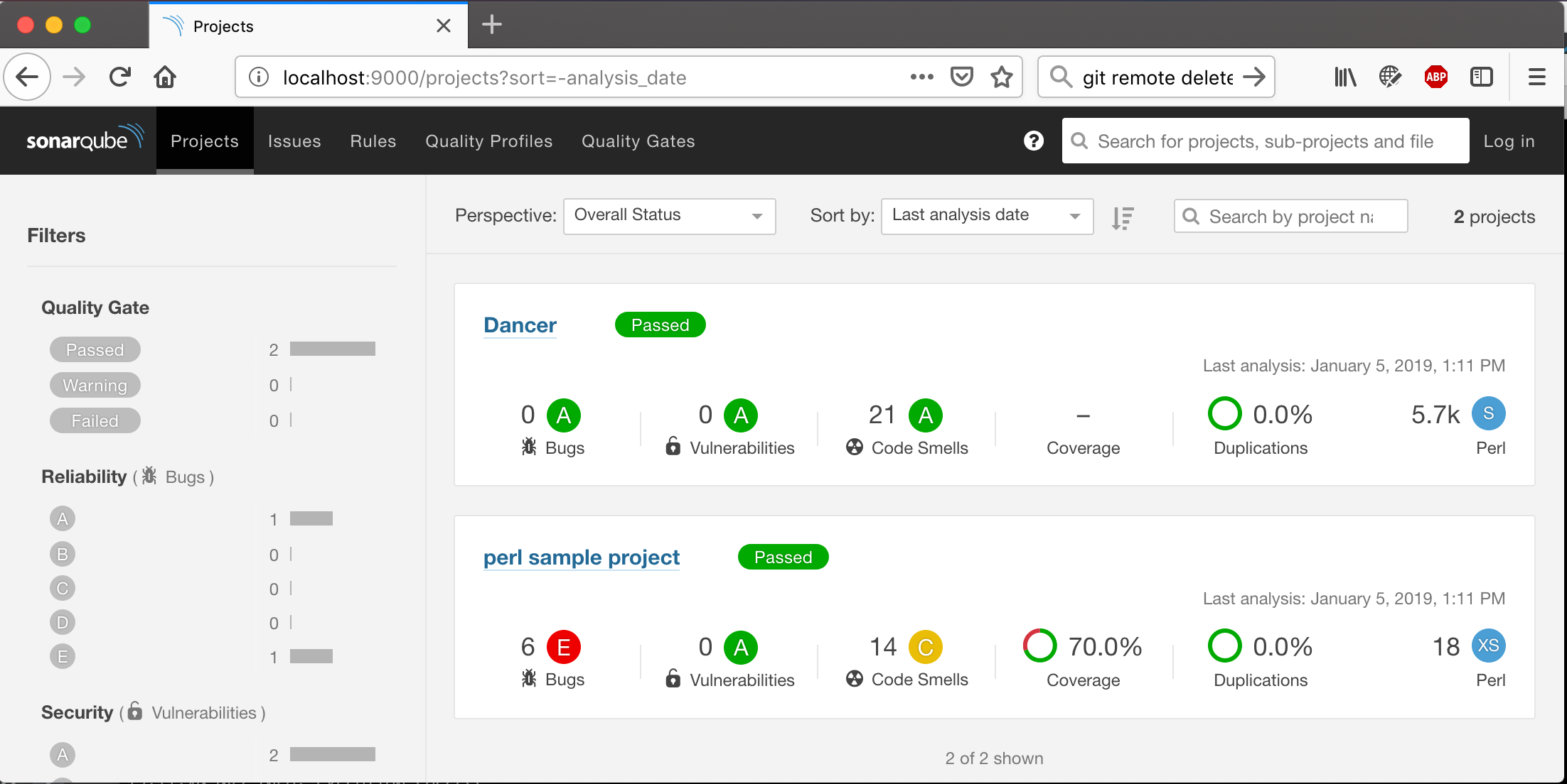 Perl Projects Dashboard