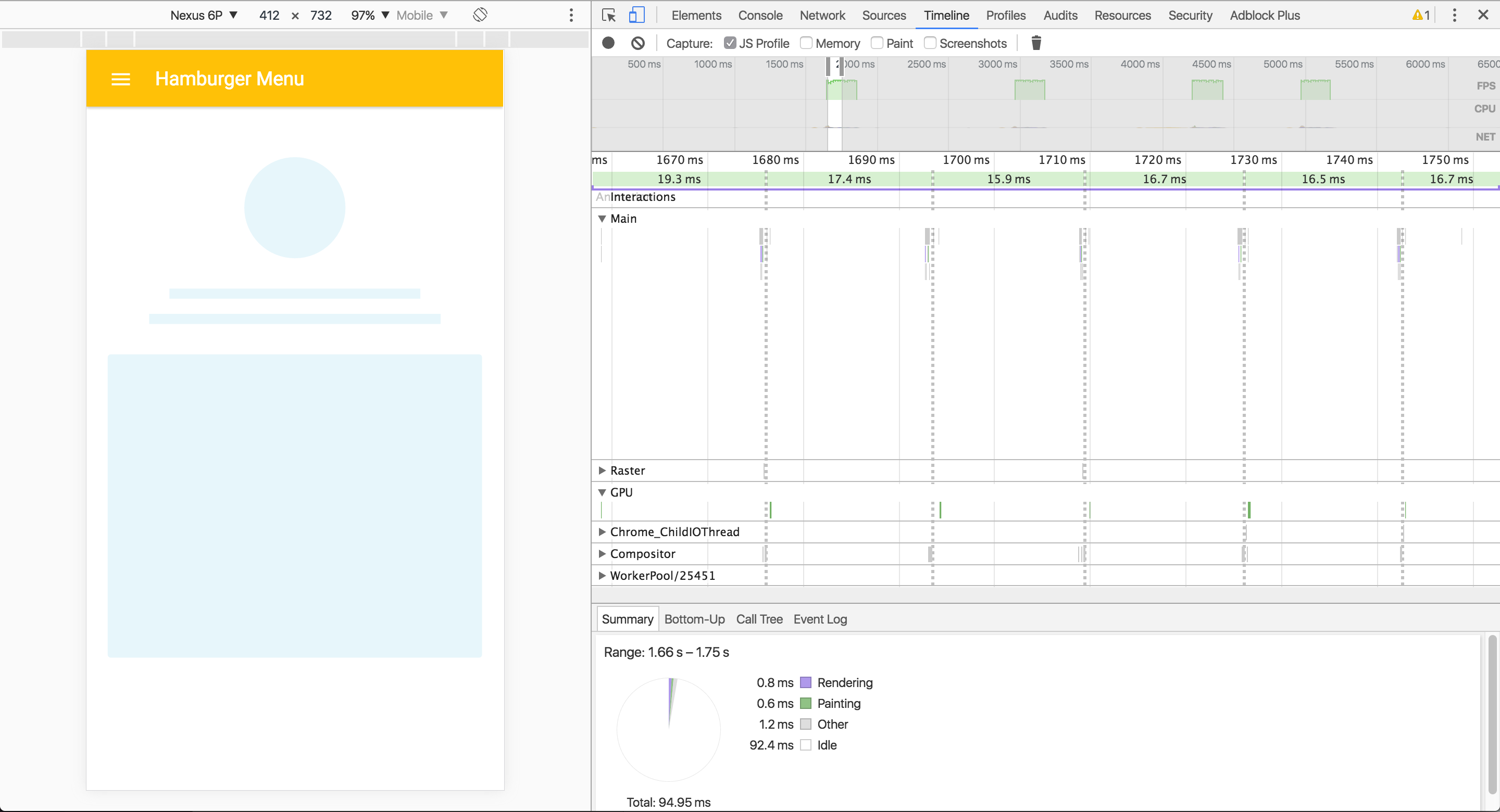 Chrome Timeline Recording