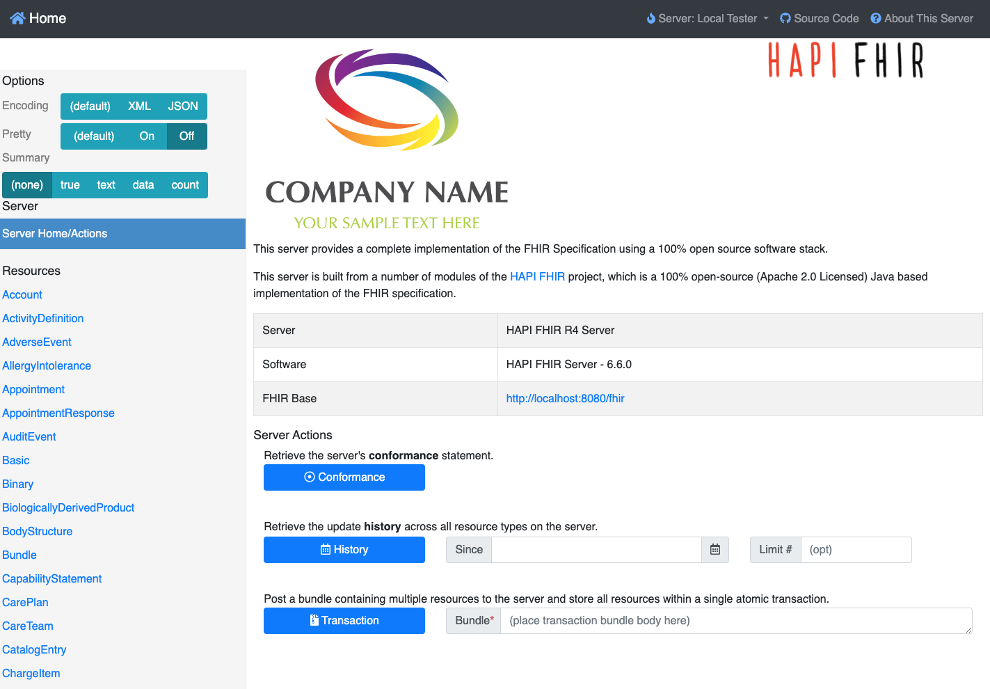 HAPI FHIR web interface