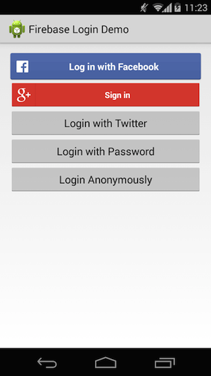 screenshot showing authentication provider buttons