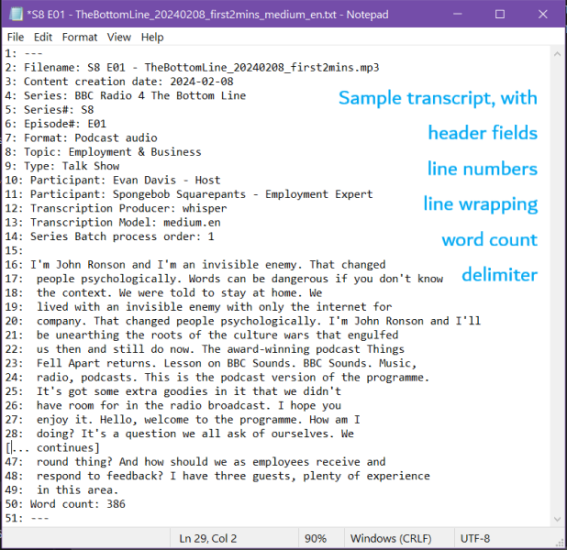 Screenshot Sample Transcript annot