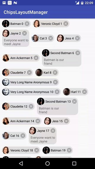 Chips layout manager gif with scrolling