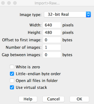 ImageJ Import Settings