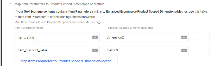 Map Item Paramenters to Product Scoped Custom Dimensions or Metrics