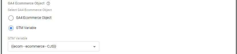 GA4 Ecommerce Object selection