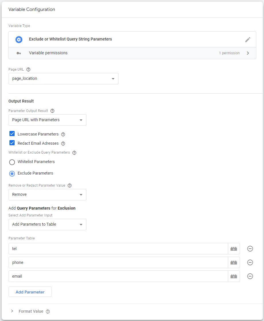 Exclude and Remove Query Parameters