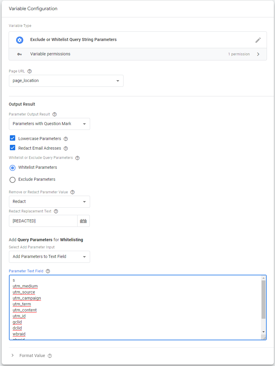 Whitelist (include) Query Parameters