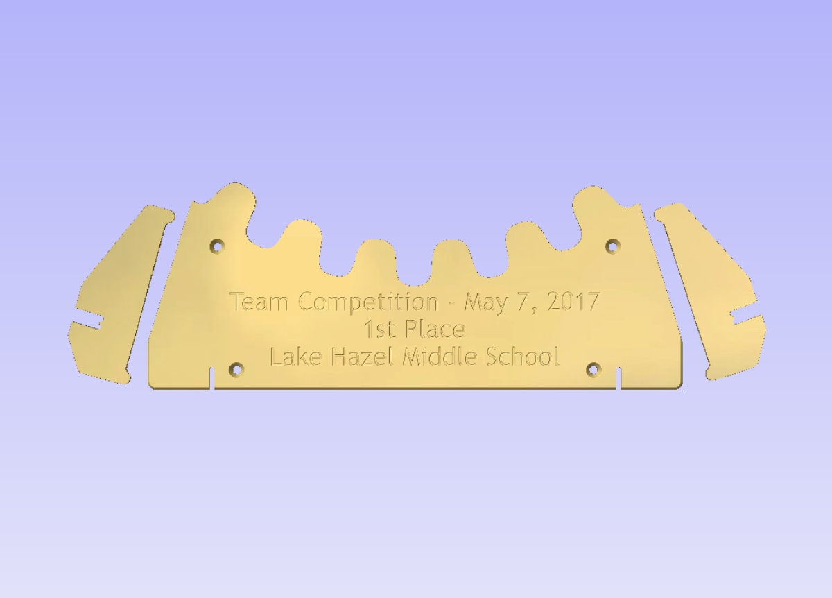Lake Hazel Middle School trophy plate