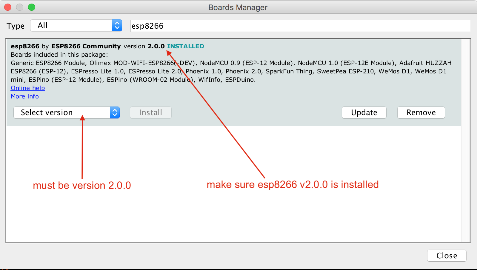 Arduino IDE - Boards Manager