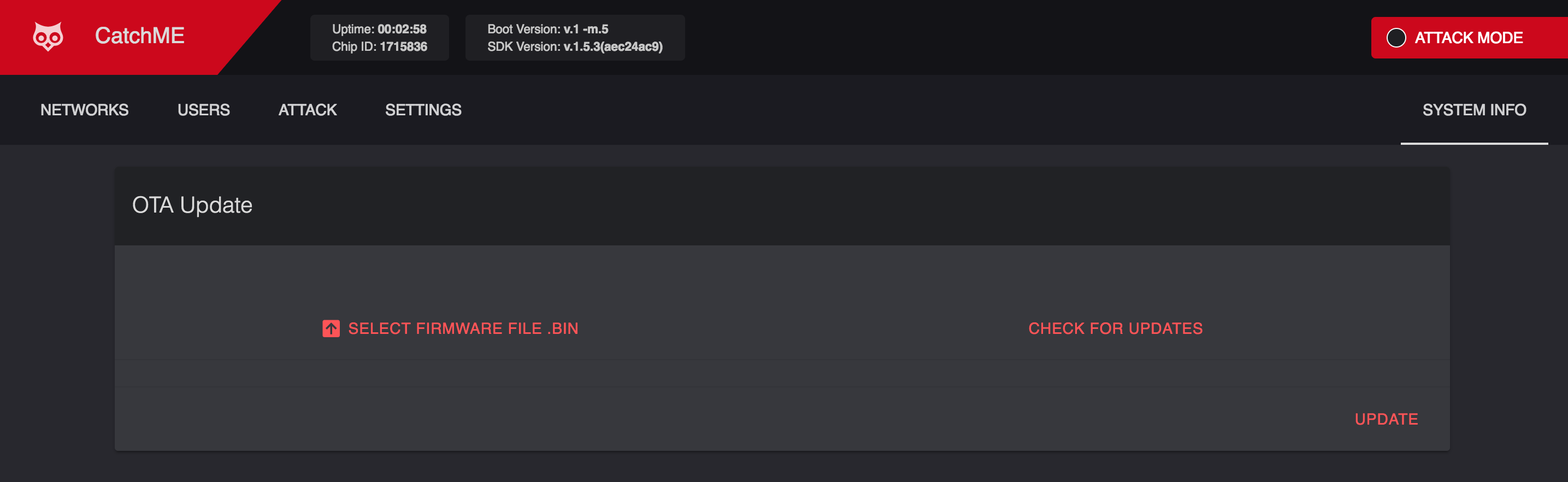 CatchME UI - Firmware Update