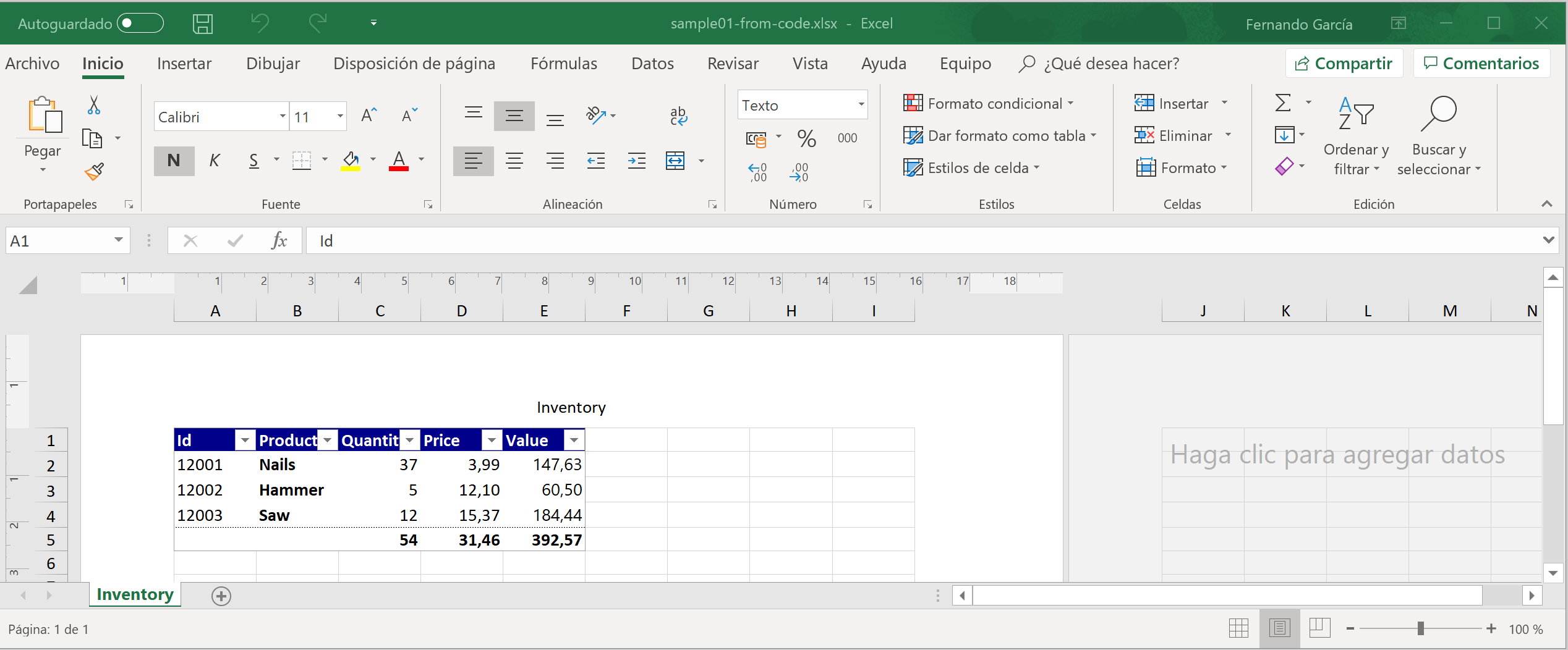 EPPlus sample 1 from code output