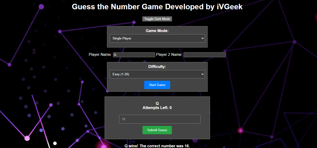 The Web Number Guessing Game
