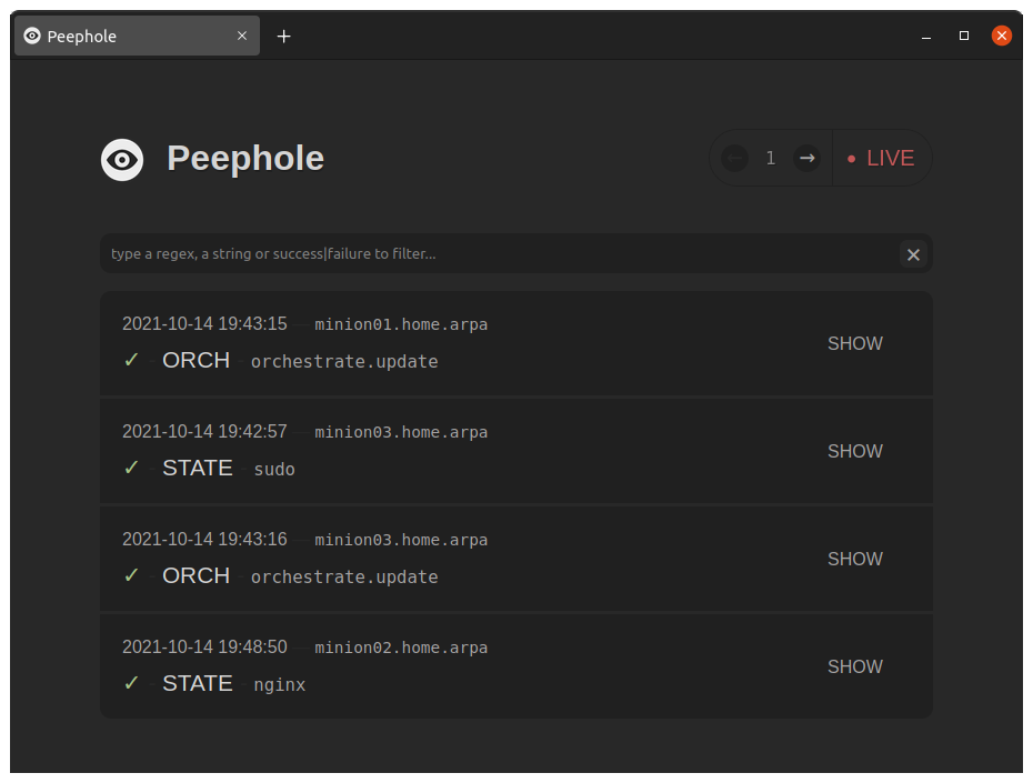 Peephole homepage