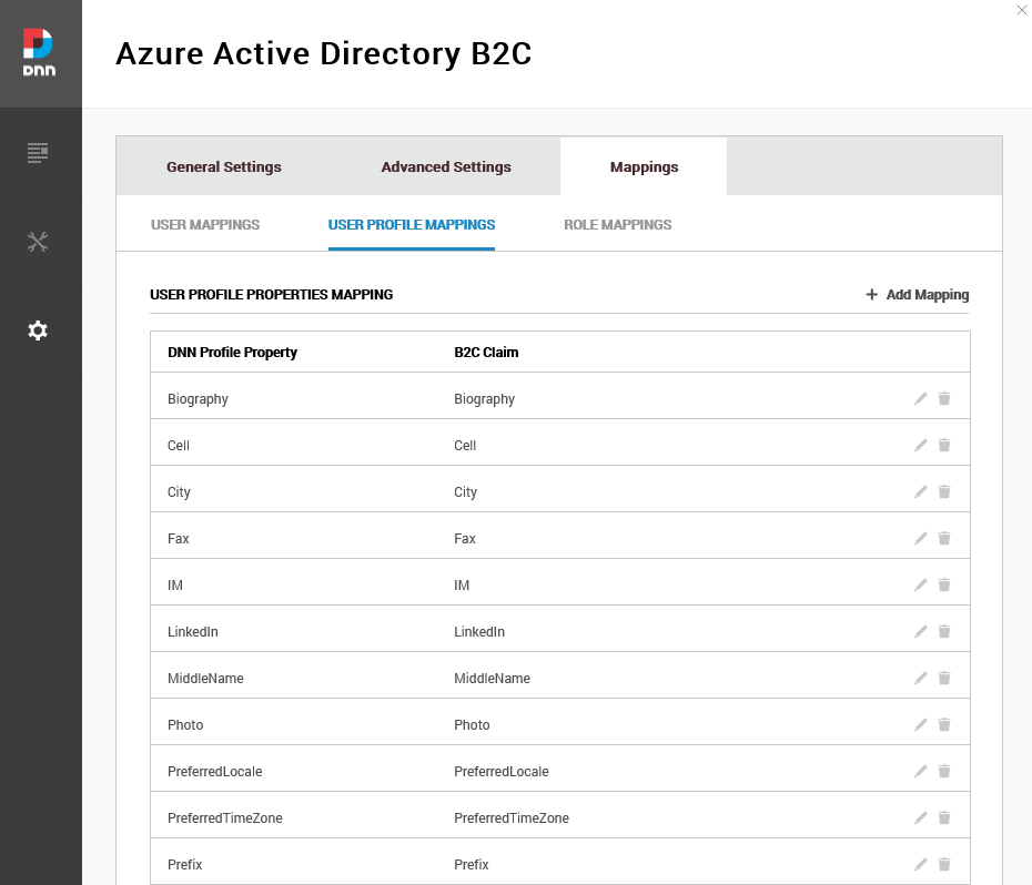 AAD B2C mappings