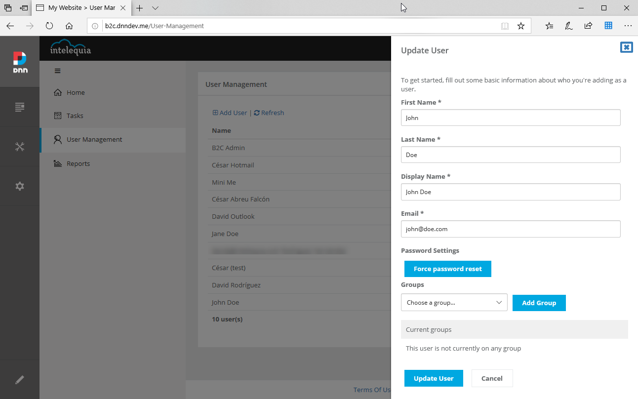 AAD B2C User Management module