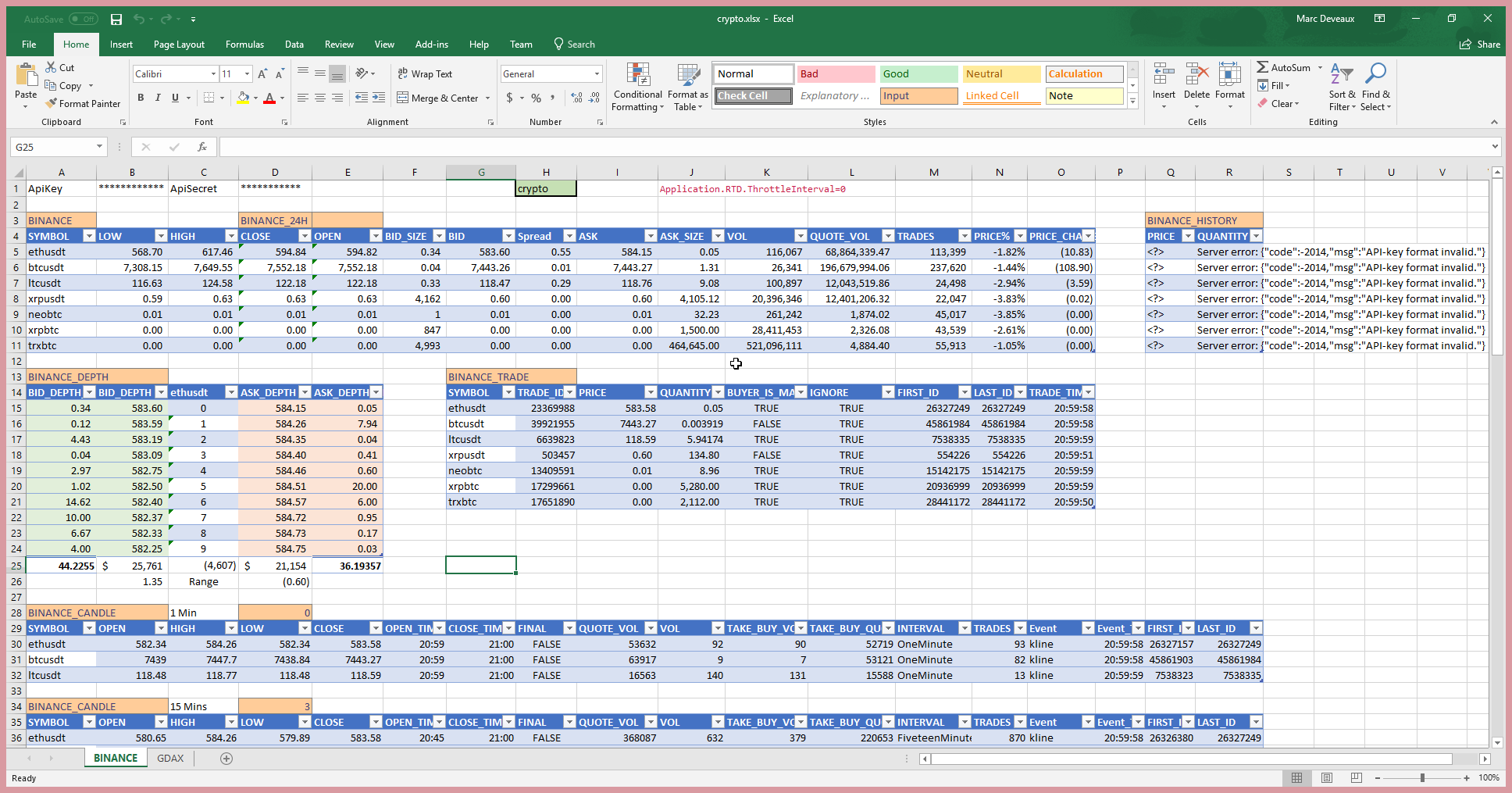 Excel screenshot