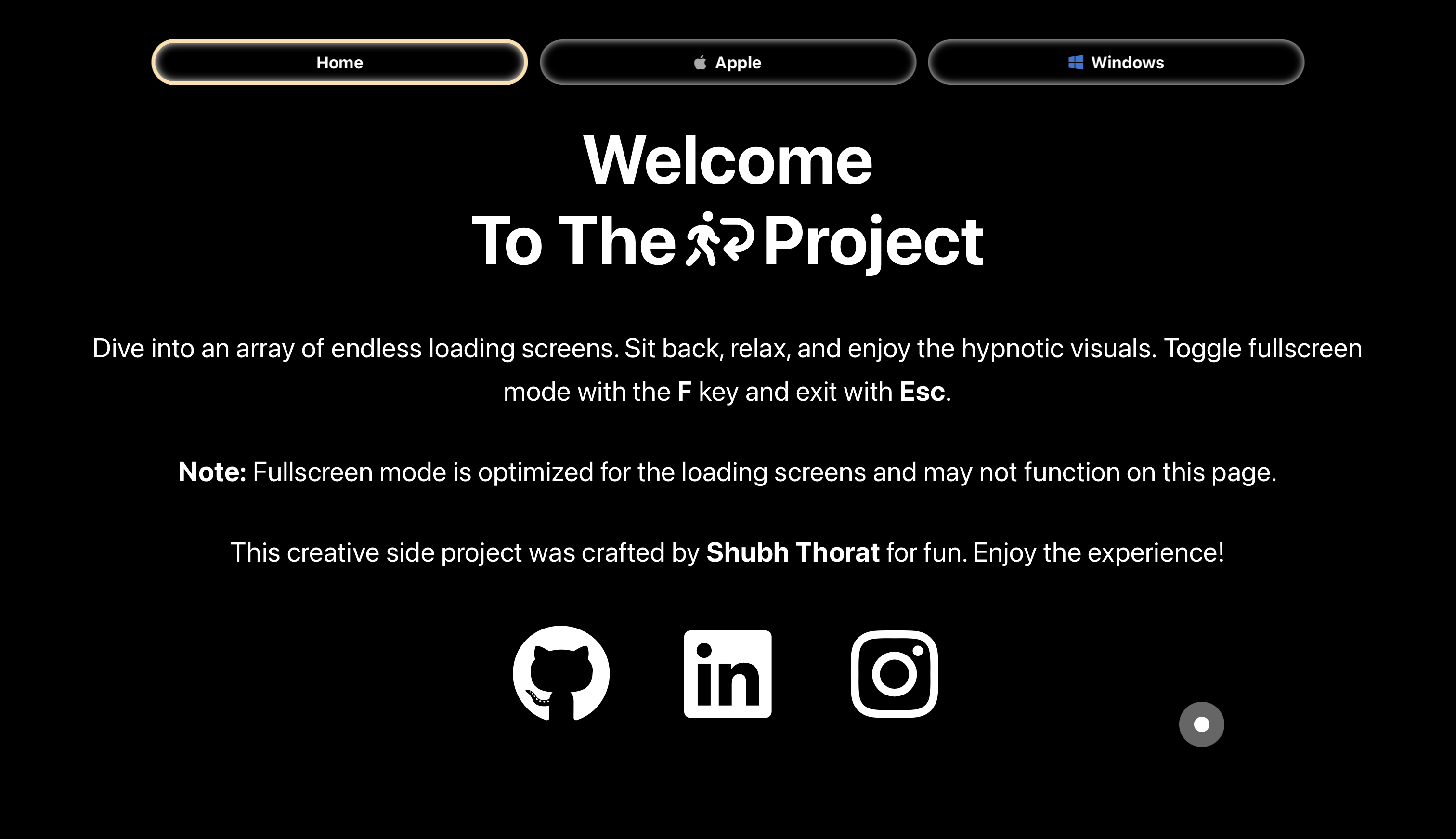 Project Loading Screen Screenshot