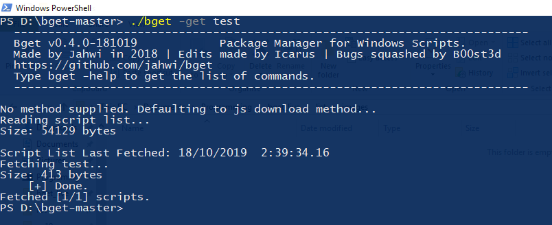 Bget powershell screenshot