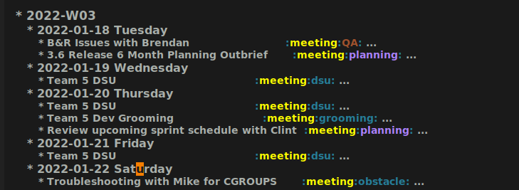 meetings by day