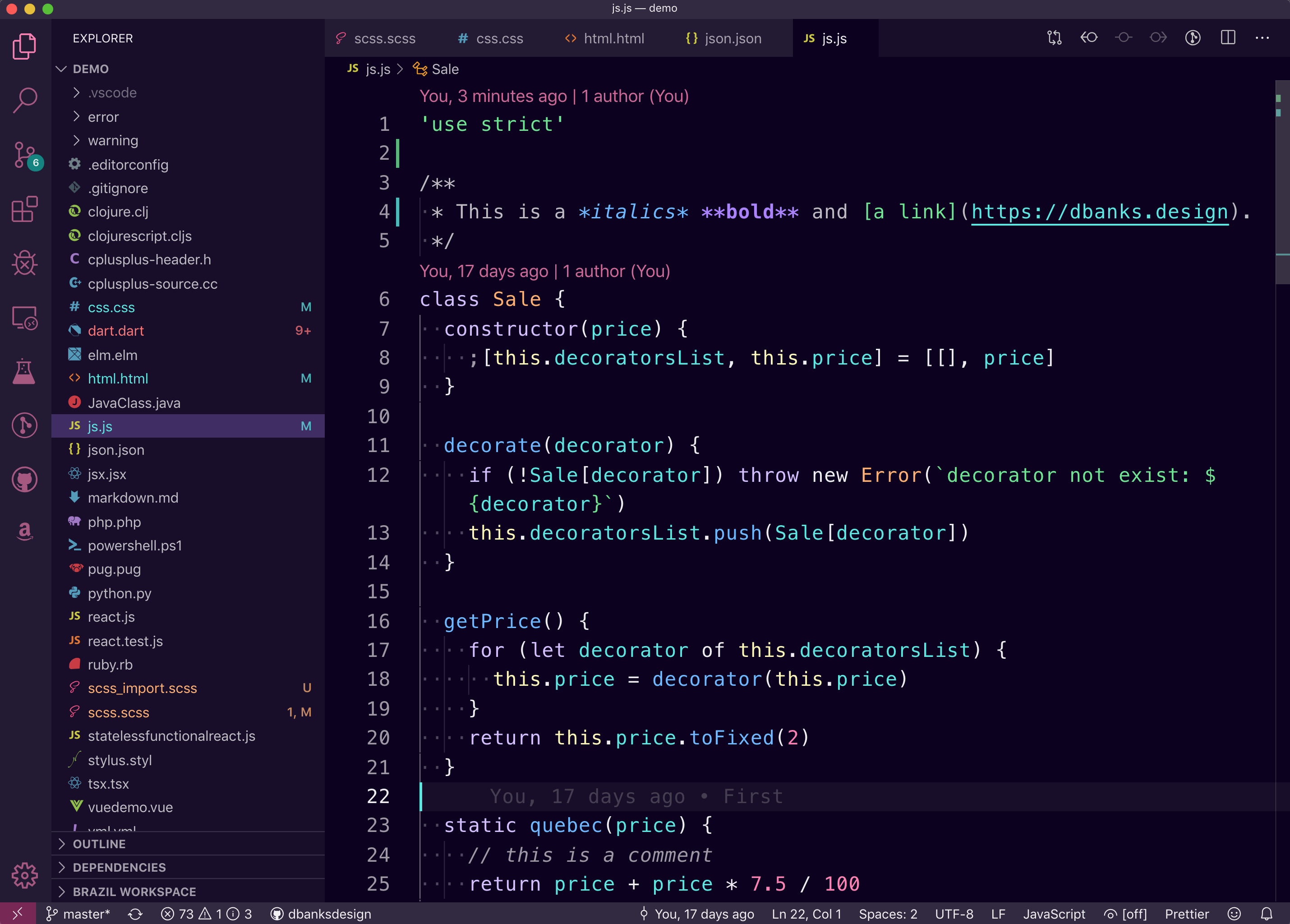 Javascript screenshot of Nu Disco Dark