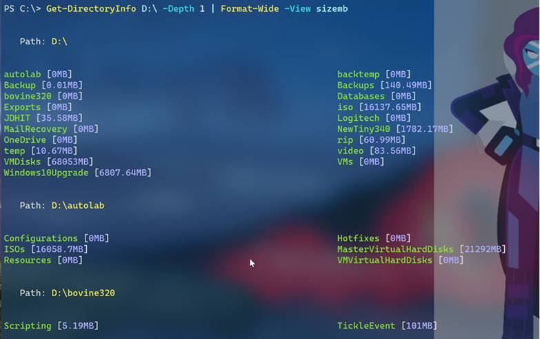 Get-DirectoryInfo MB