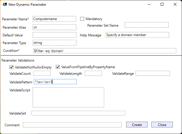 New-PSDynamicParameterForm