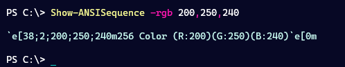 show ANSI RGB sequence