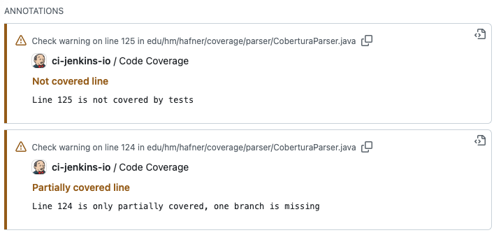 Code Coverage Checks Annotations