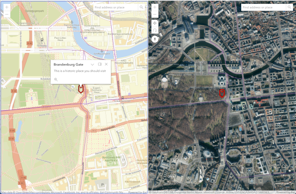 Example esri map view and scene view on an html page