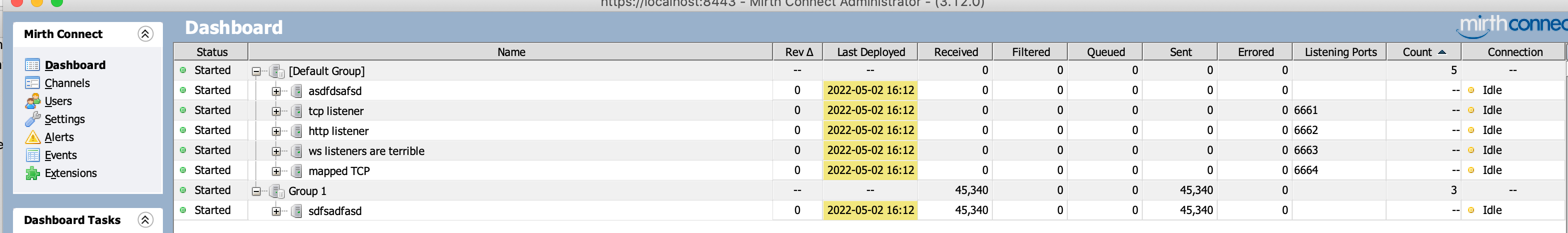 count and ports columns in MC dashboard