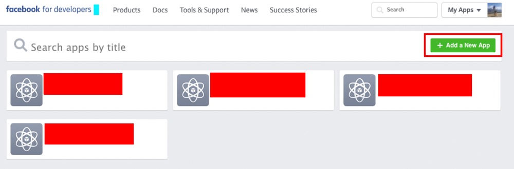 FB App creation screenshot