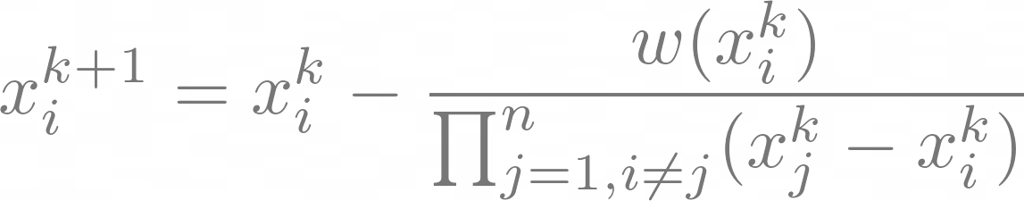 Latex: Weierstrass method iteration