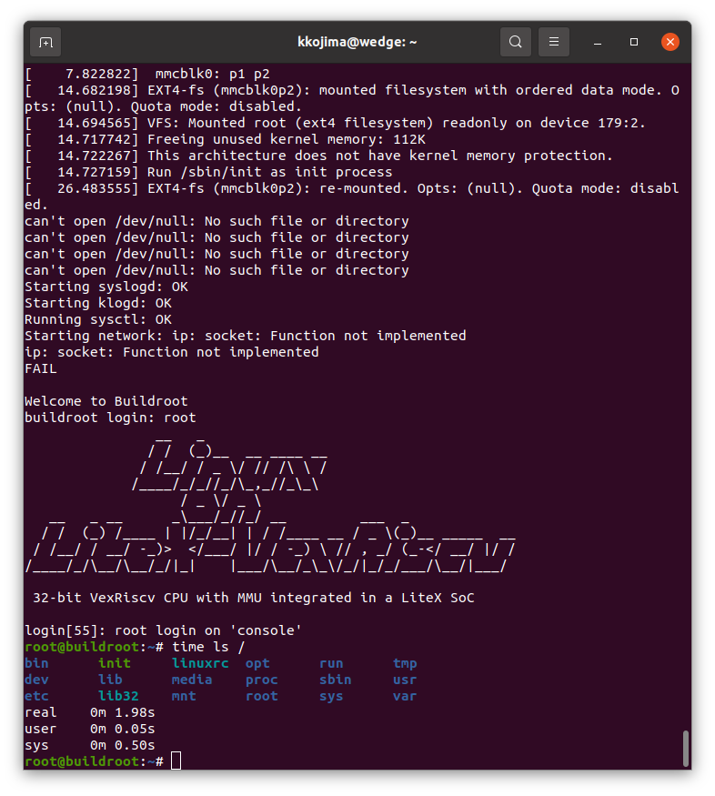 screenshot of linux boot