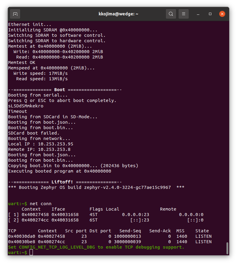 screenshot of samples/net/telnet