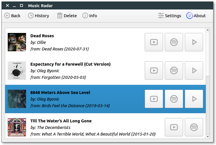 Music Radar for Linux Desktop