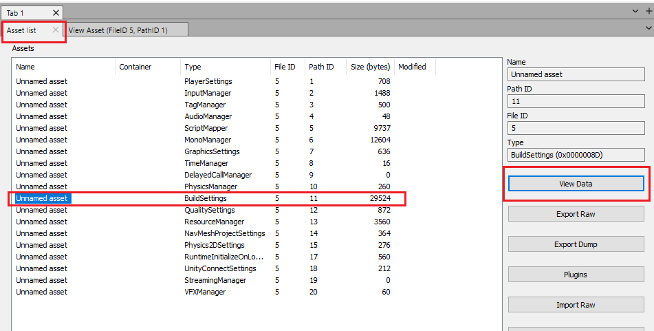 Viewing BuildSettings Unity 2019