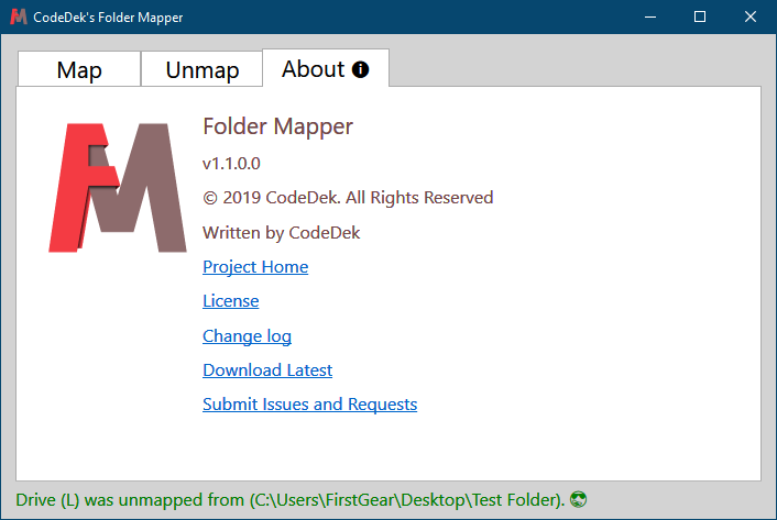 Figure 3 About Folder Mapper