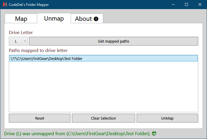 Figure 2 Unmap a folder