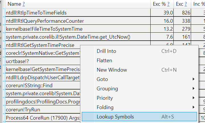 Lookup symbols