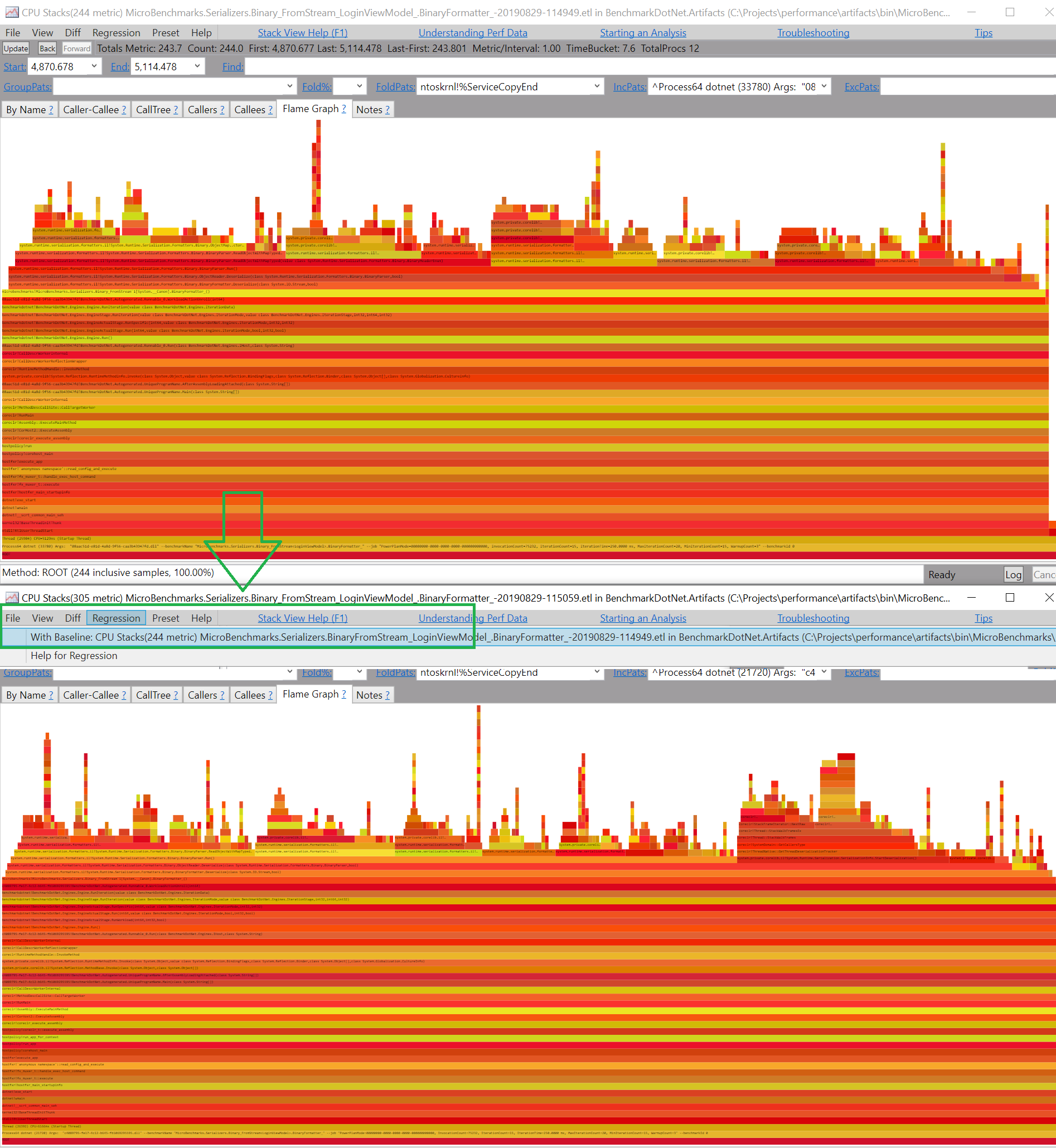 Two trace files