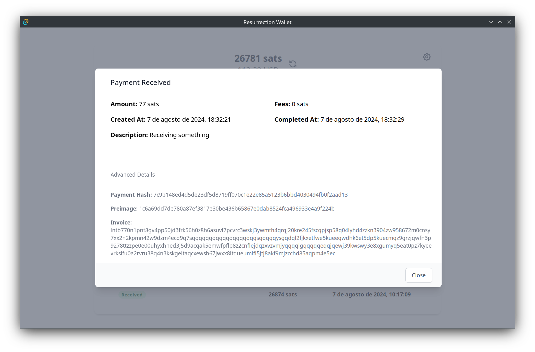 Transaction details