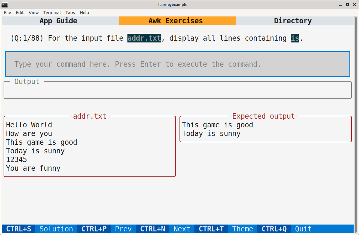 AwkExercises example