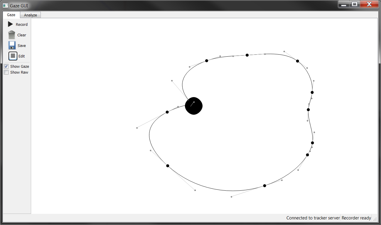 Screenshot of software showing gaze capture