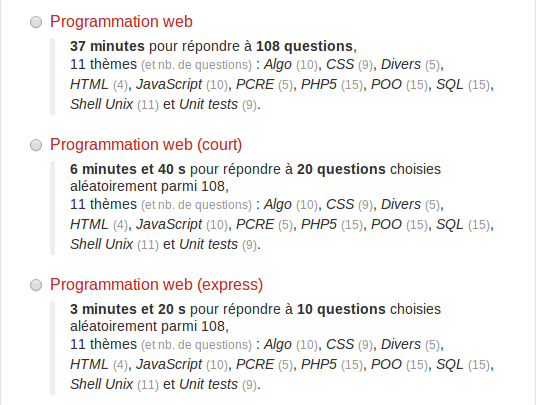 Questionnaire à partir d'autres