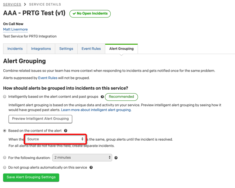 Image 4: Configure Alert Grouping in PagerDuty