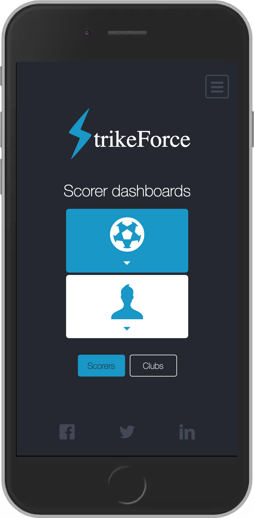 StrikeForce Dashboards page Scorers second dropdown