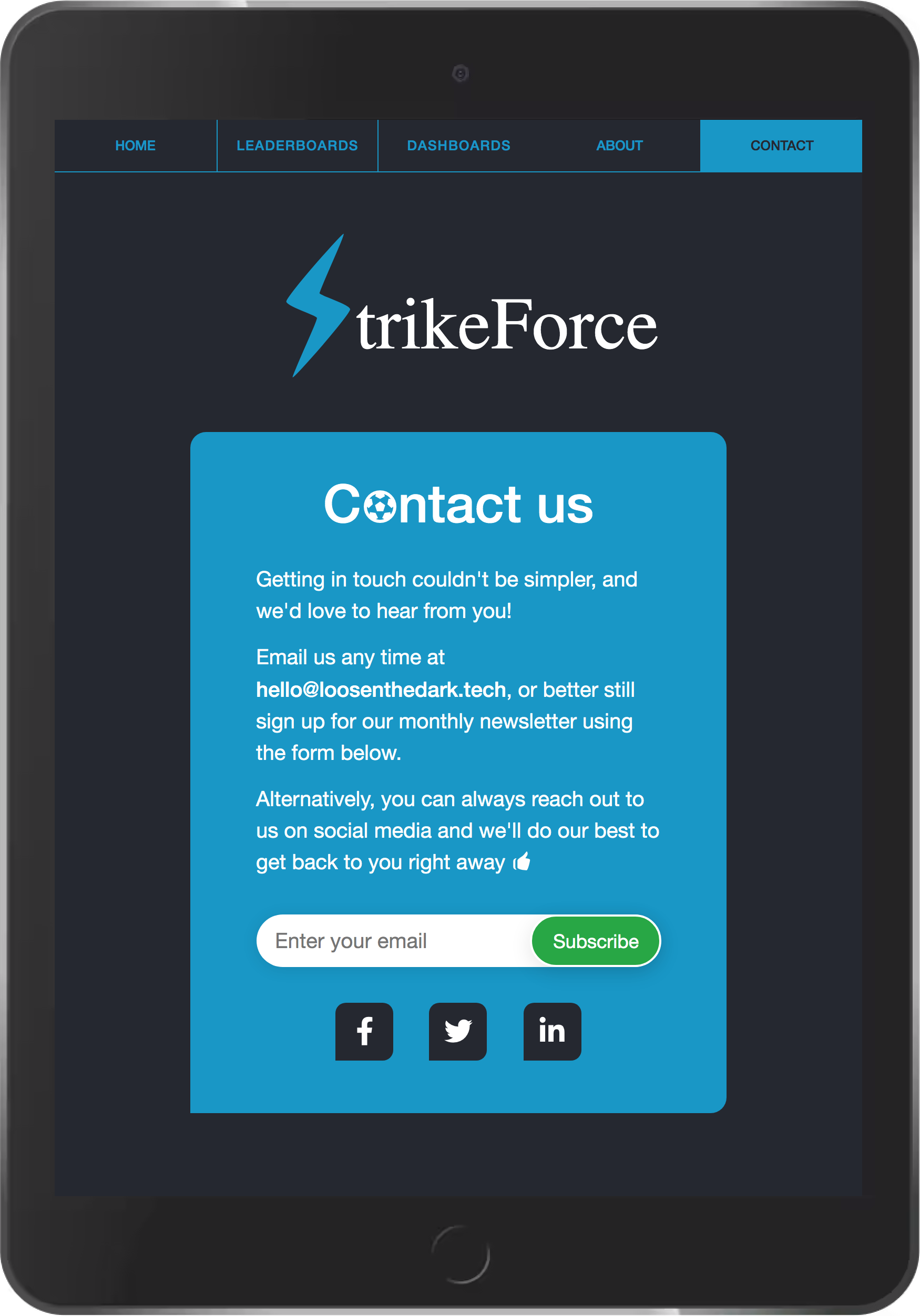 StrikeForce Contact page nav md